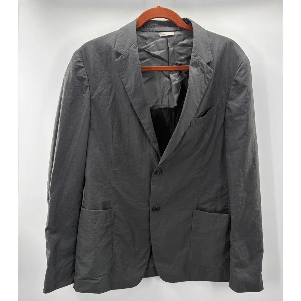 Prada Blazer Jacket Nylon Sport Silver Men Size 50 US 40 Stretch Luxury Timeless